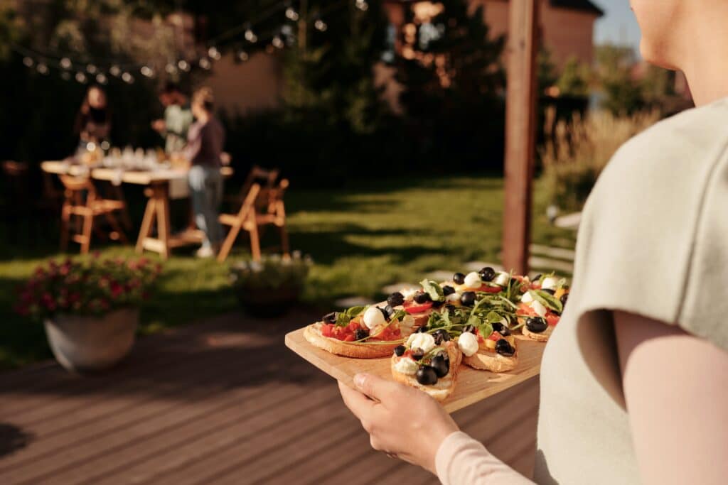 family eating outside