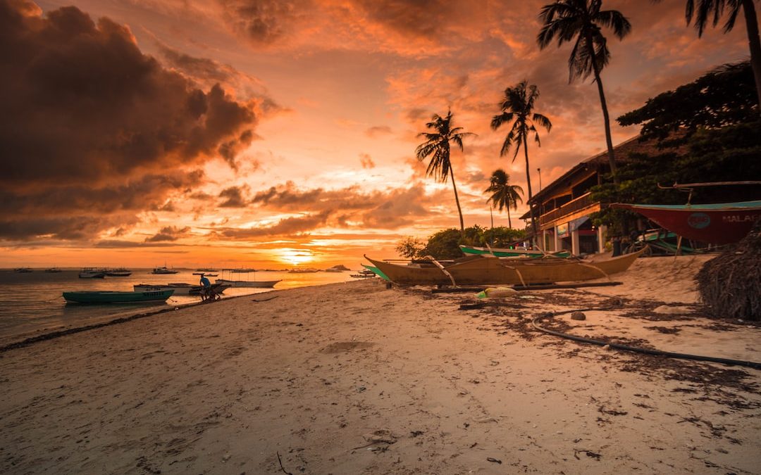 photography of beach resort during golden hour
