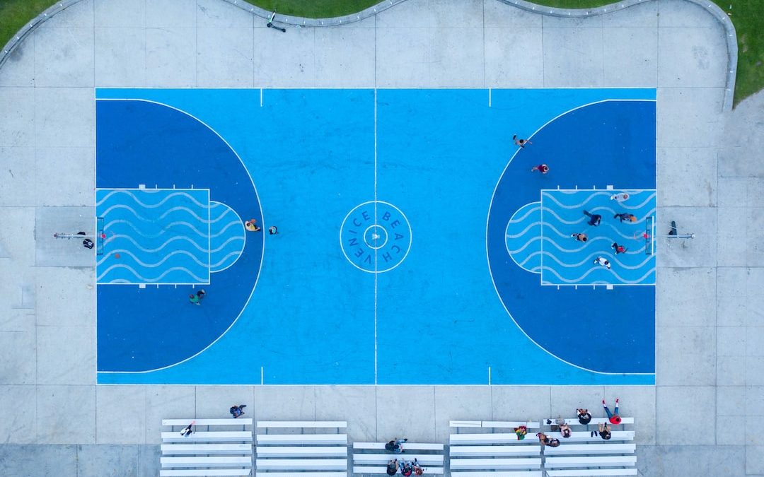 aerial of basketball court