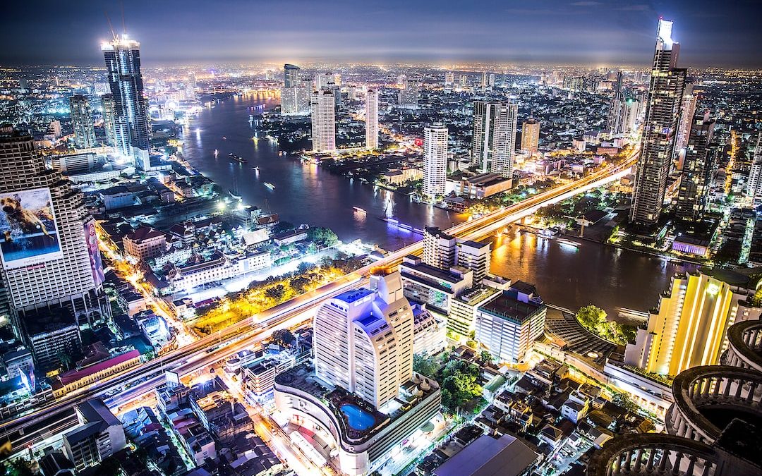 aerial photography of cityscape during night time