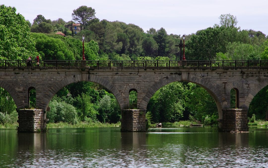 brown concrete bridge over river