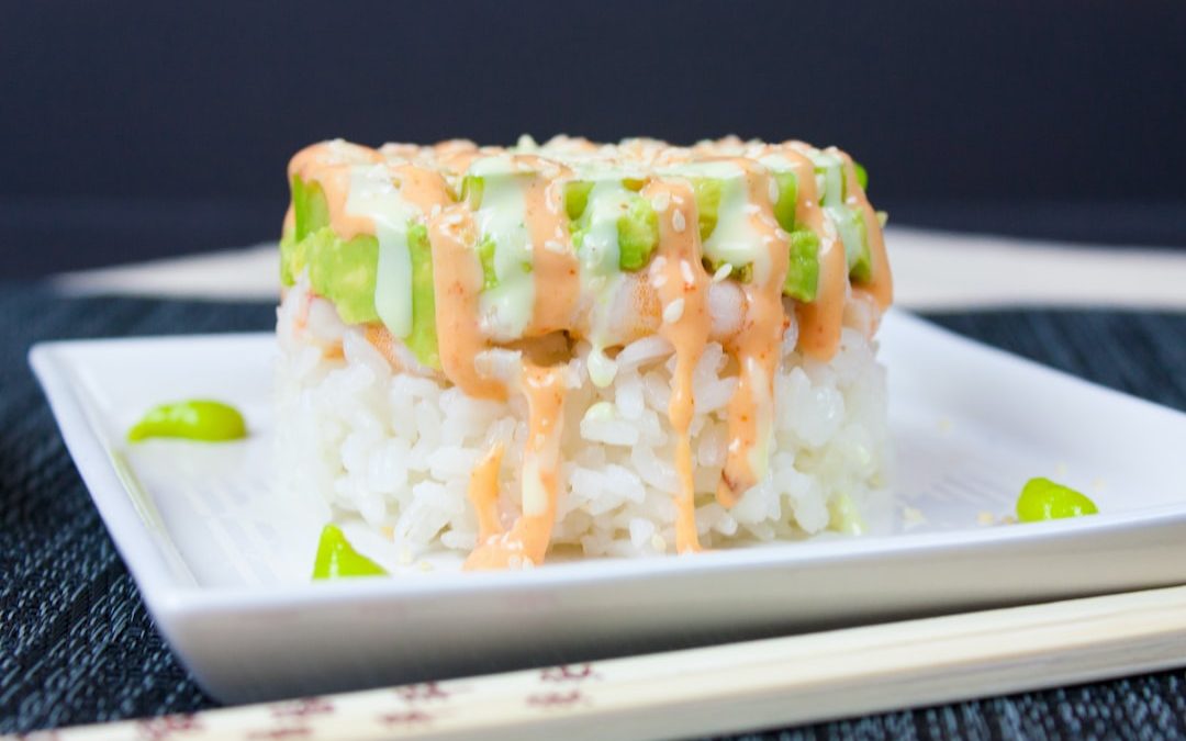 rice with toppings on plate