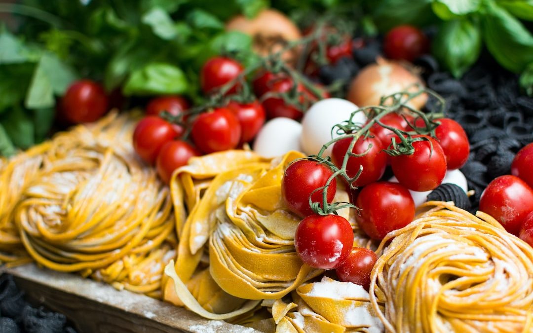 yellow pasta and cherry tomatoes