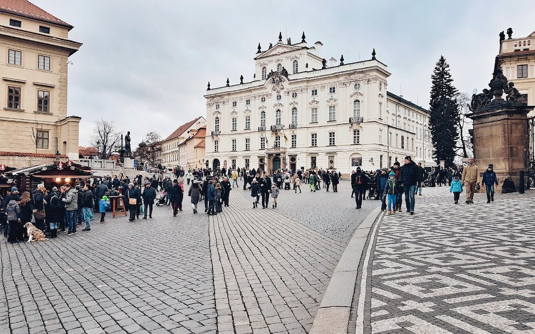 people walking on concrete pavement