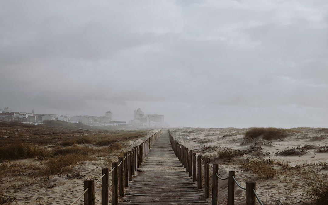 dock under cloudy sky