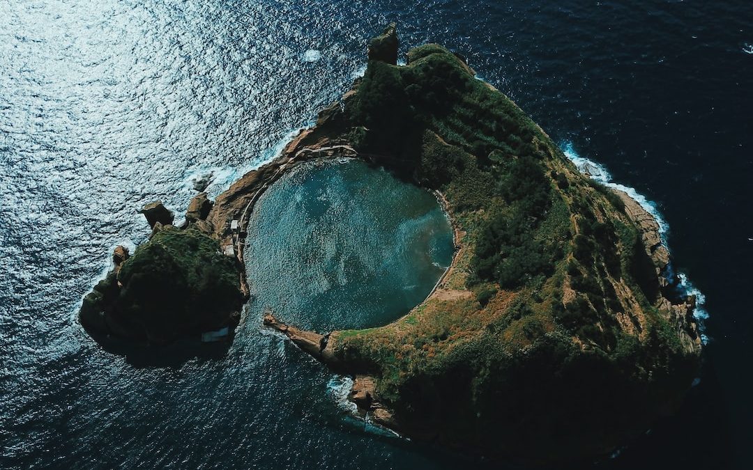 aerial photography of an island
