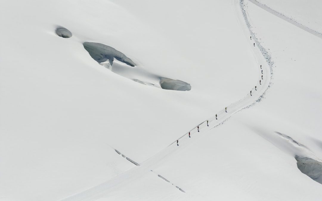 group of people walking on snow