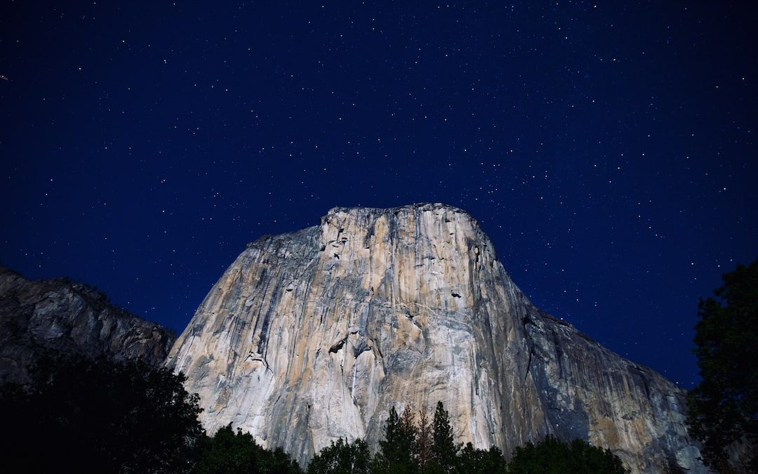 lowangle photography of gray mountains at nighttime