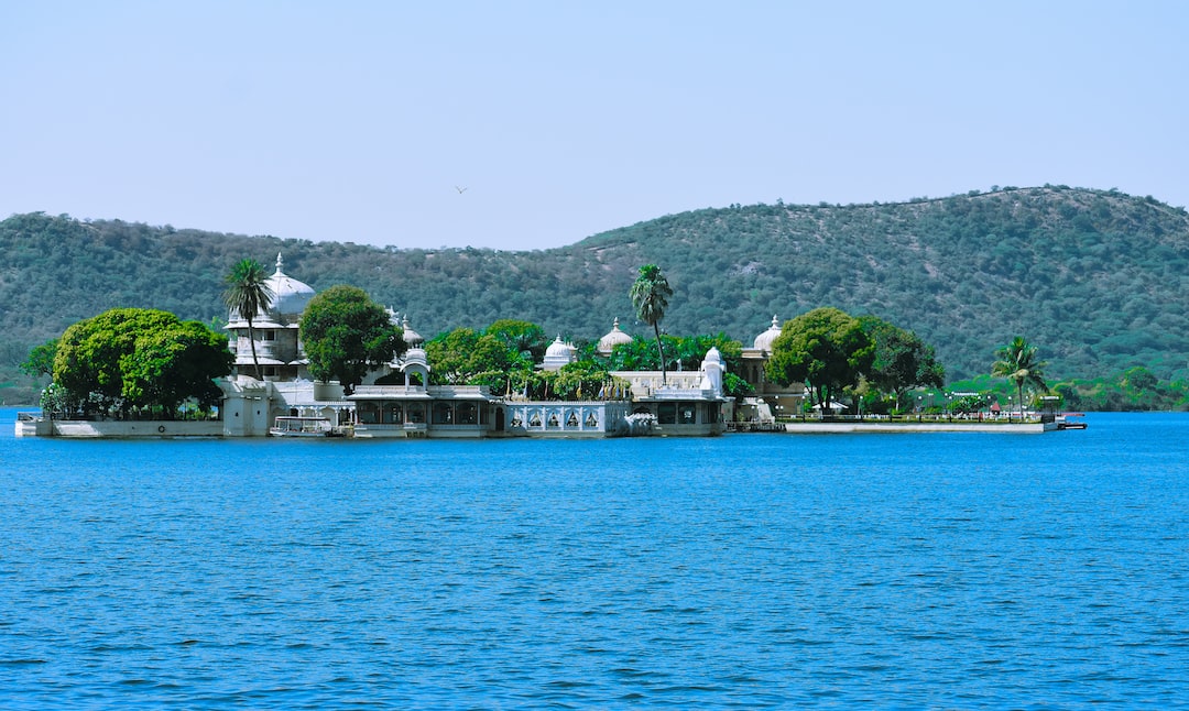 a body of water with buildings and trees on the side