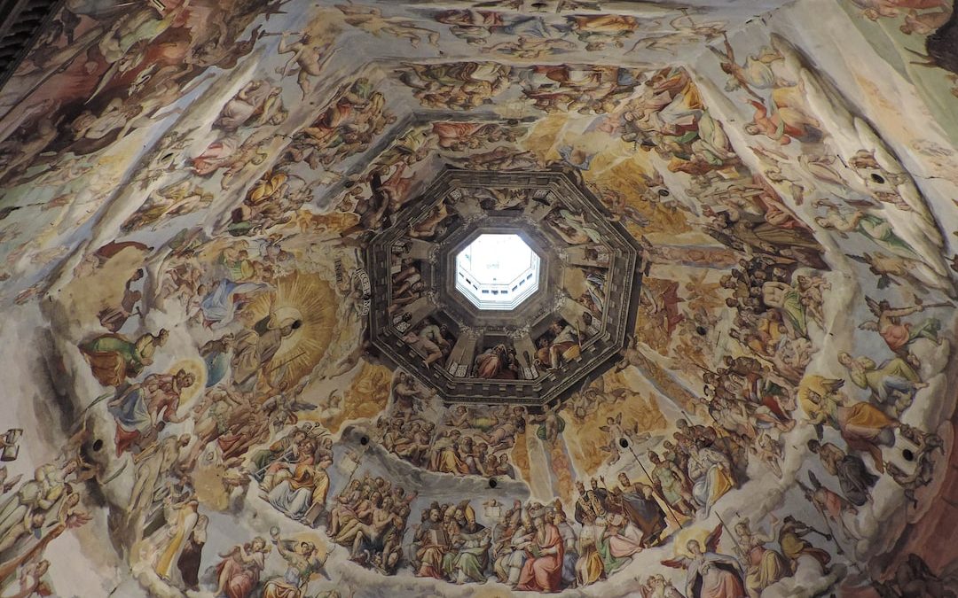 a circular ceiling with a window