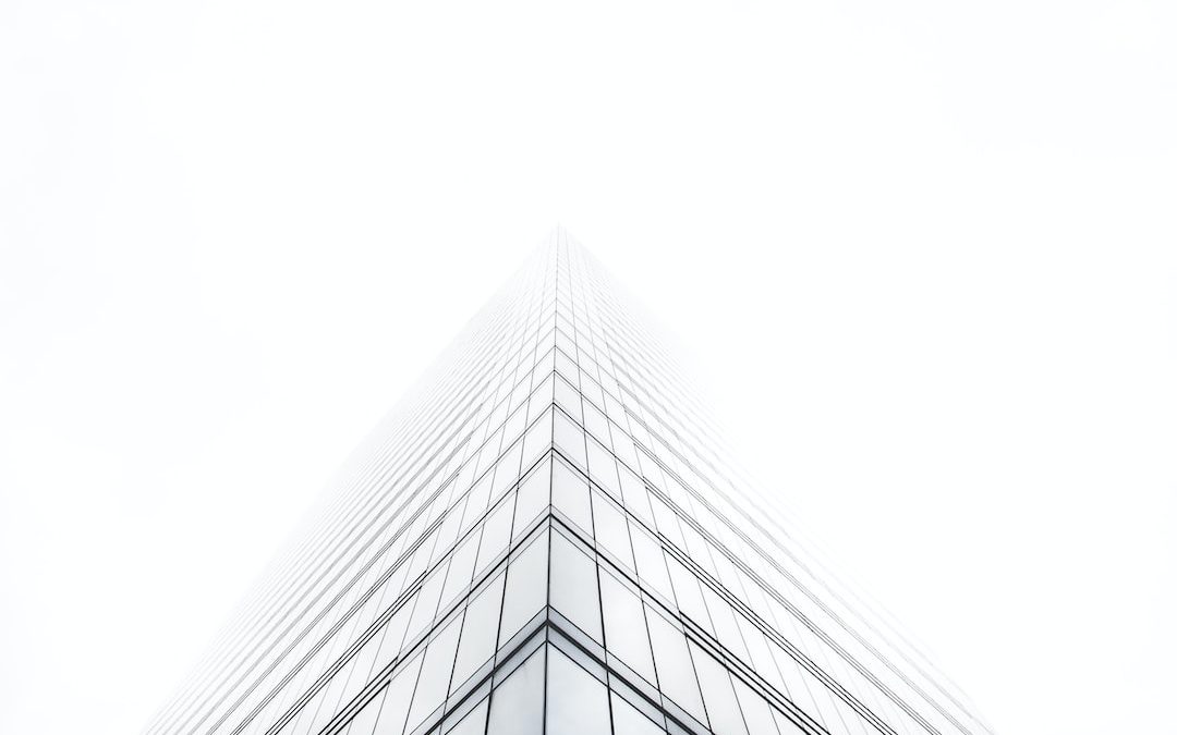 bottom view of glass building