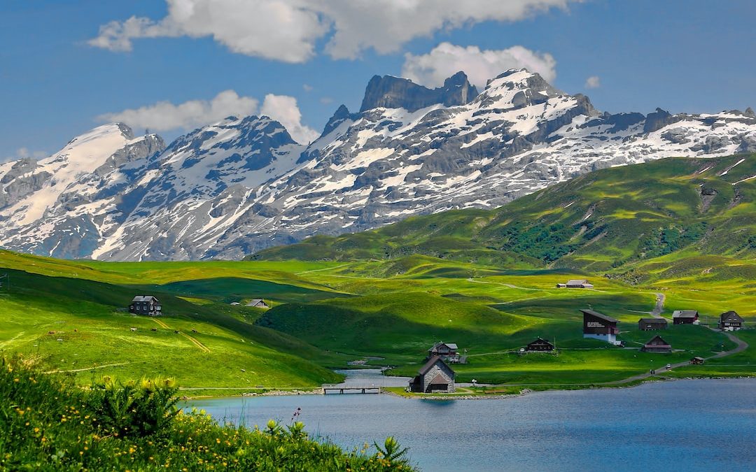 mountain and houses