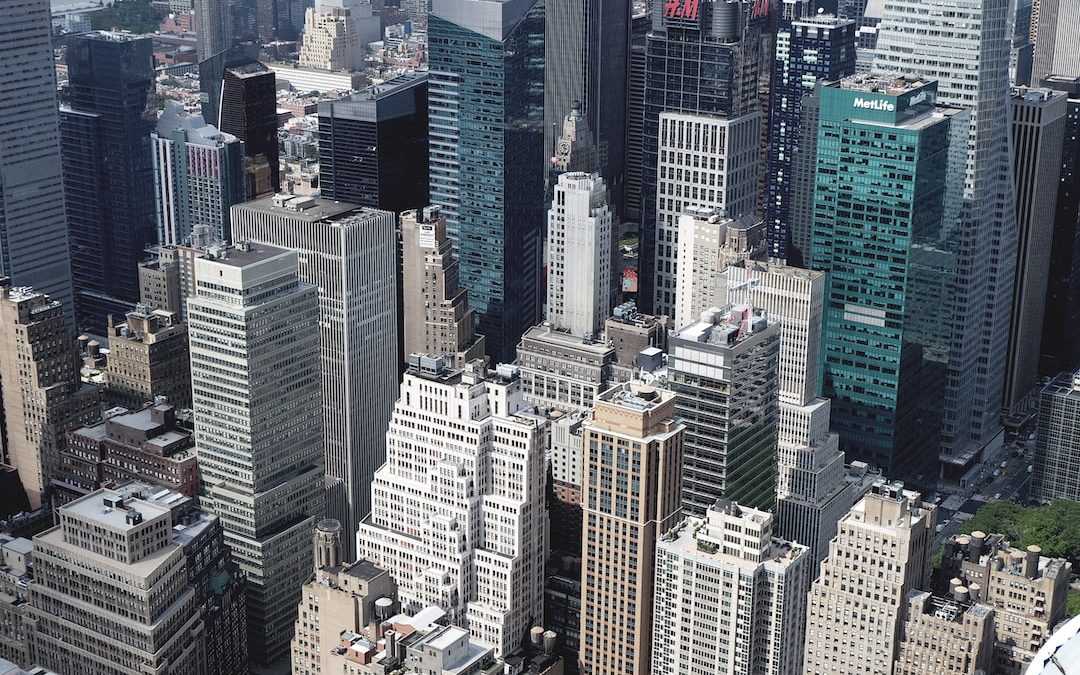 aerial view of city buildings