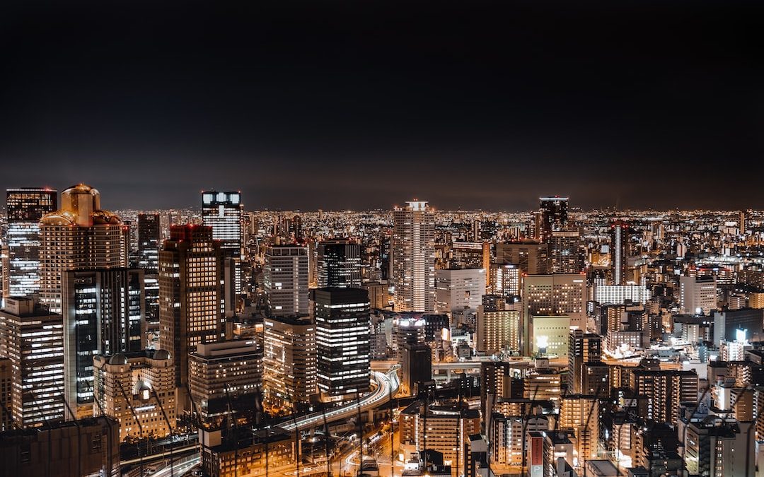 aerial photo of high rise building during night time