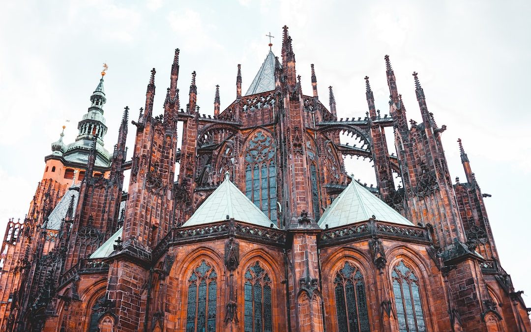 architectural photography of brown cathedral