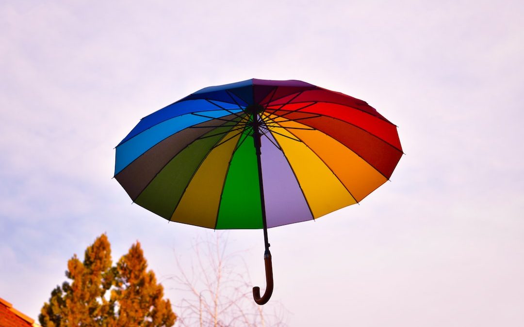blue yellow and red umbrella