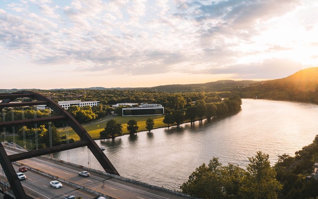 gray bridge under river