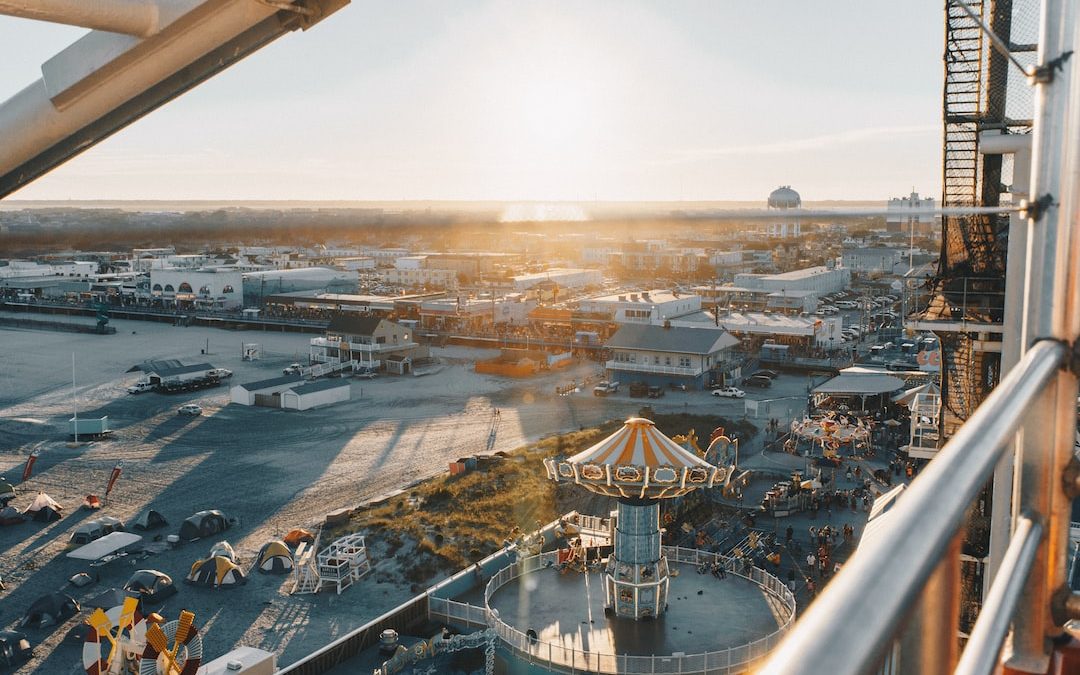 aerial view of amusement park during daytime