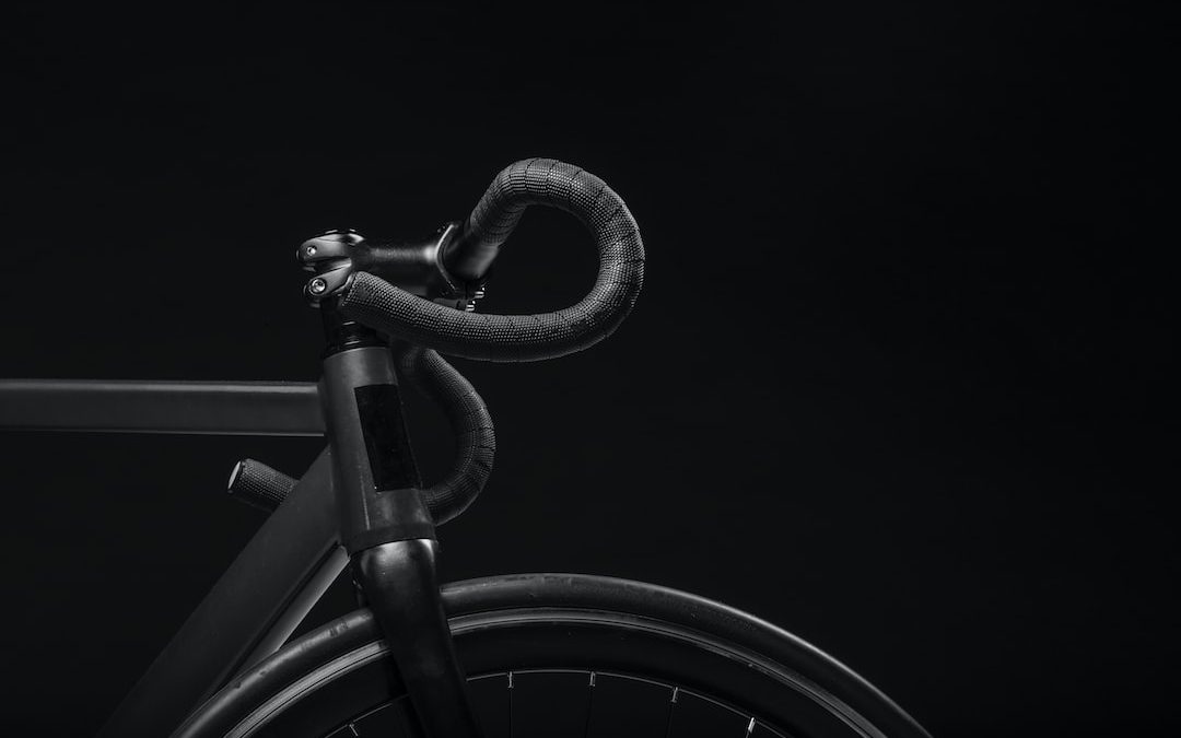 black road bicycle handle with black background