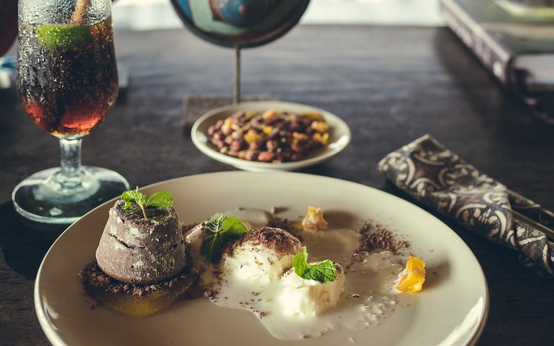 ice cream with vegetable on plate