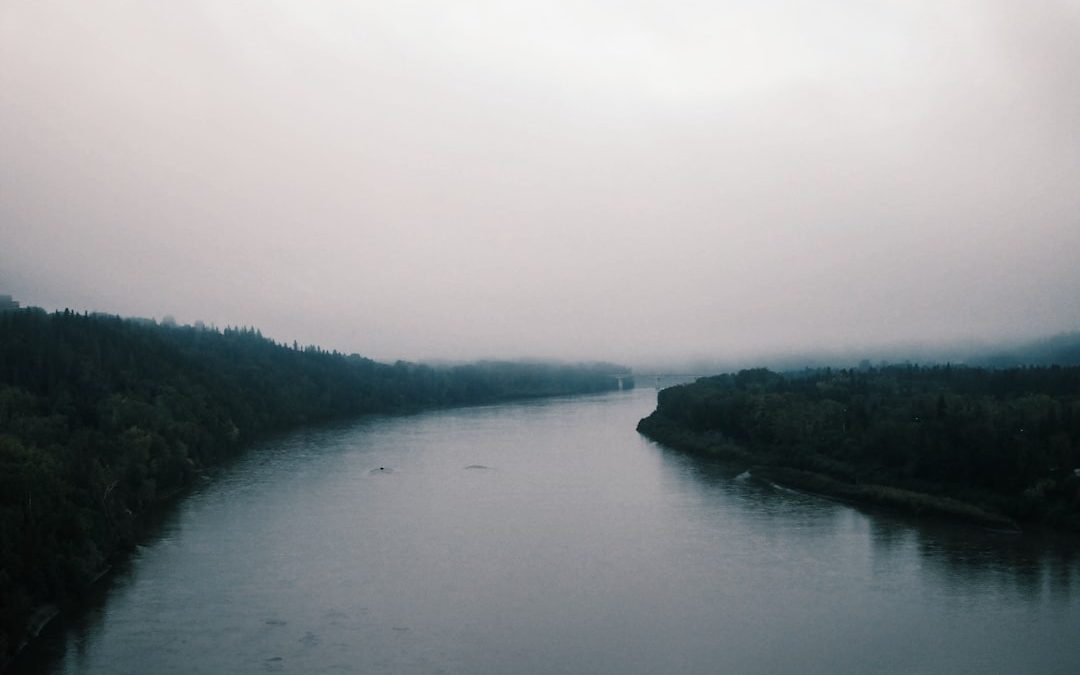 river under white sky