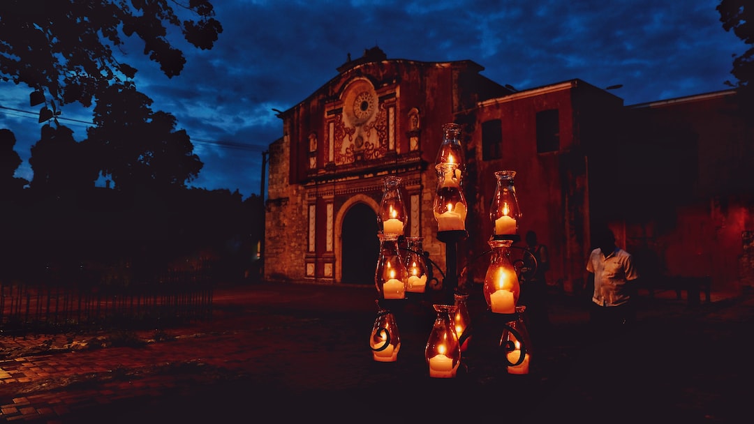 lighted candle at night