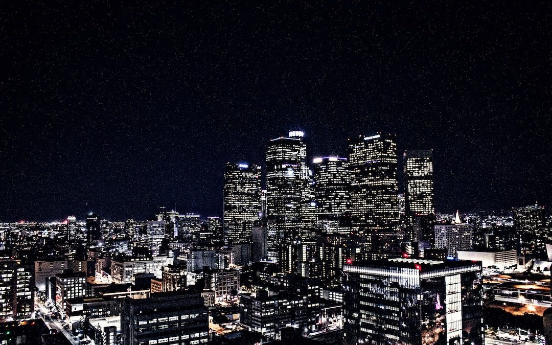 aerial view of cityscape during night time