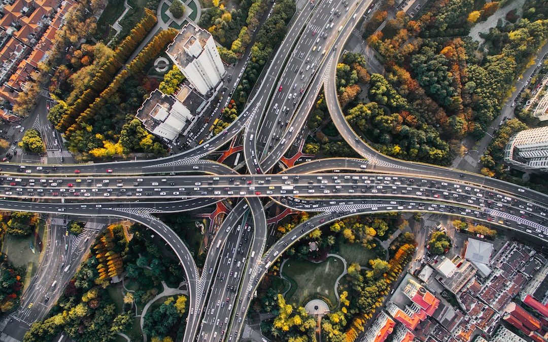 aerial photography of concrete roads