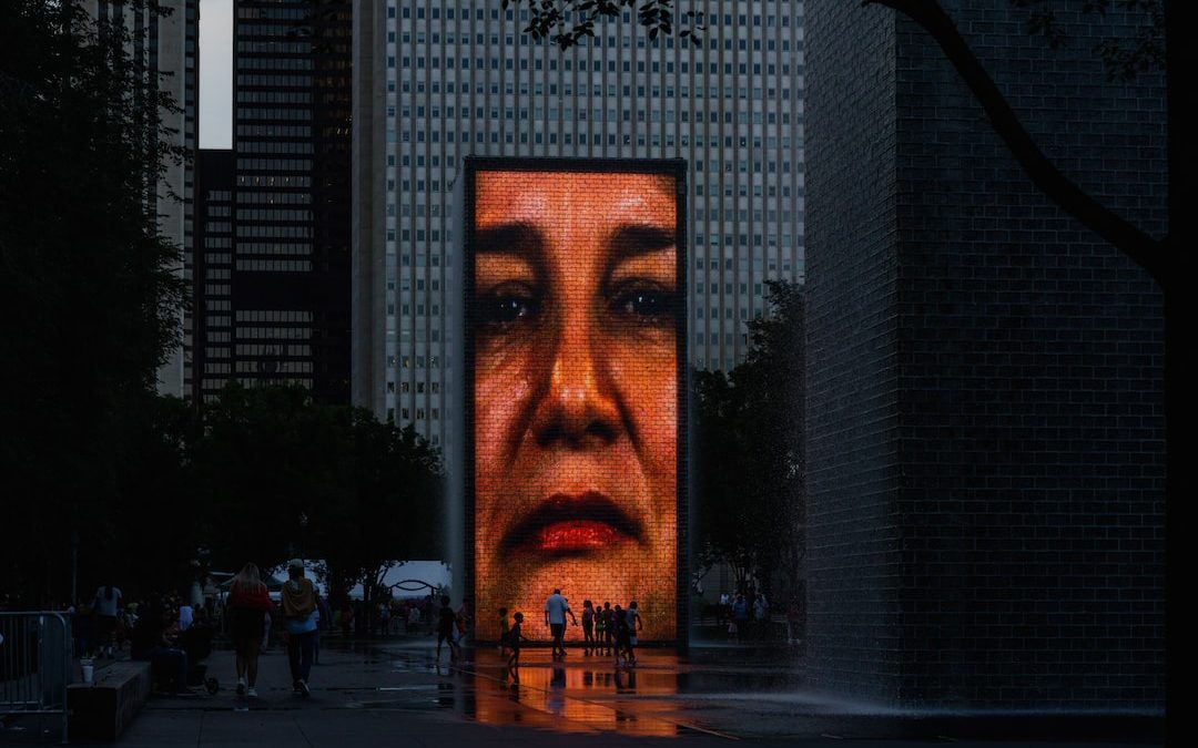 a large red painting on a wall