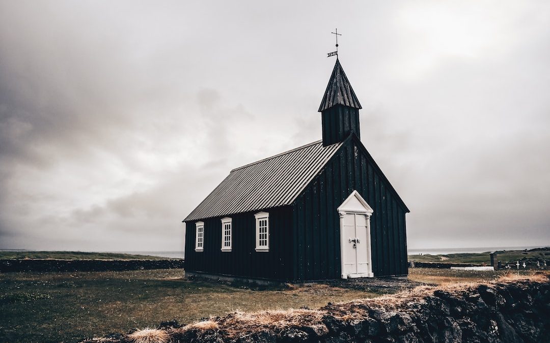 black and white church