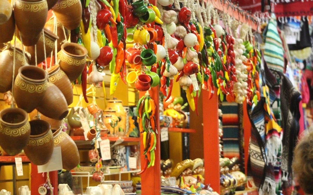 assorted colorful items on a store