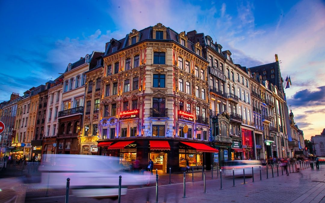 a group of colorful buildings