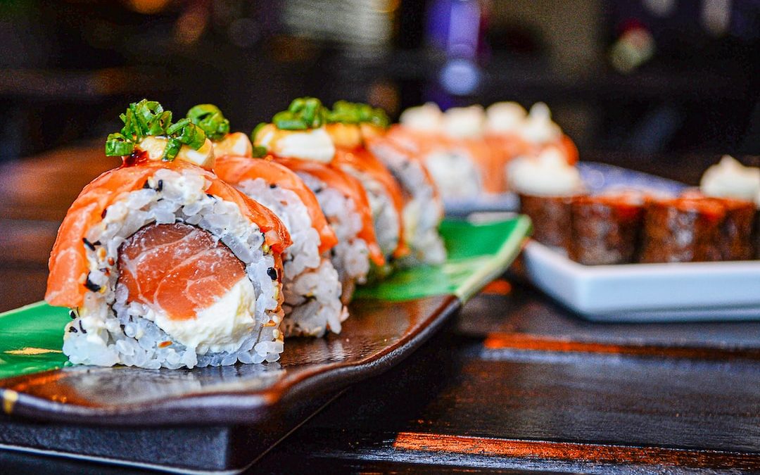 sushi on white ceramic plate