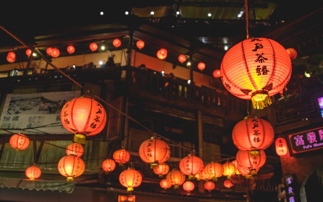 turned-on red Chinese lanterns