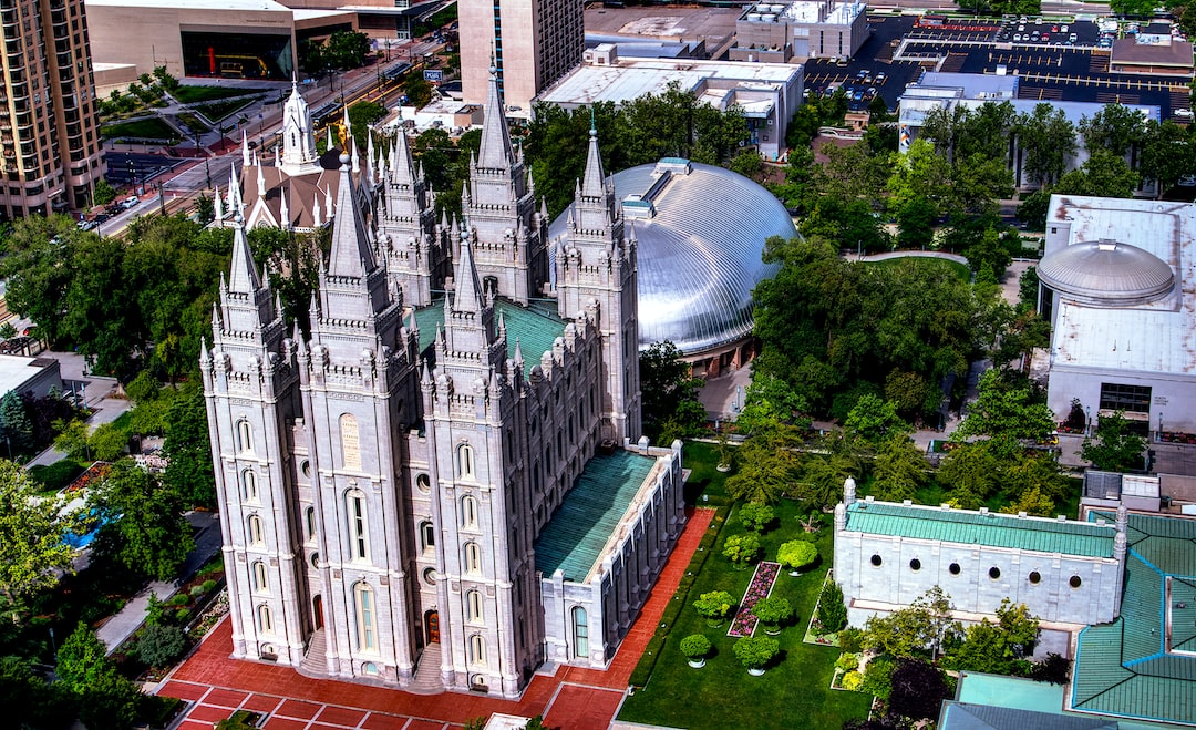 aerial photography of gray temple square