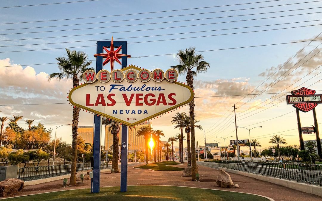 Las Vegas Nevada billboard under white and blue sky