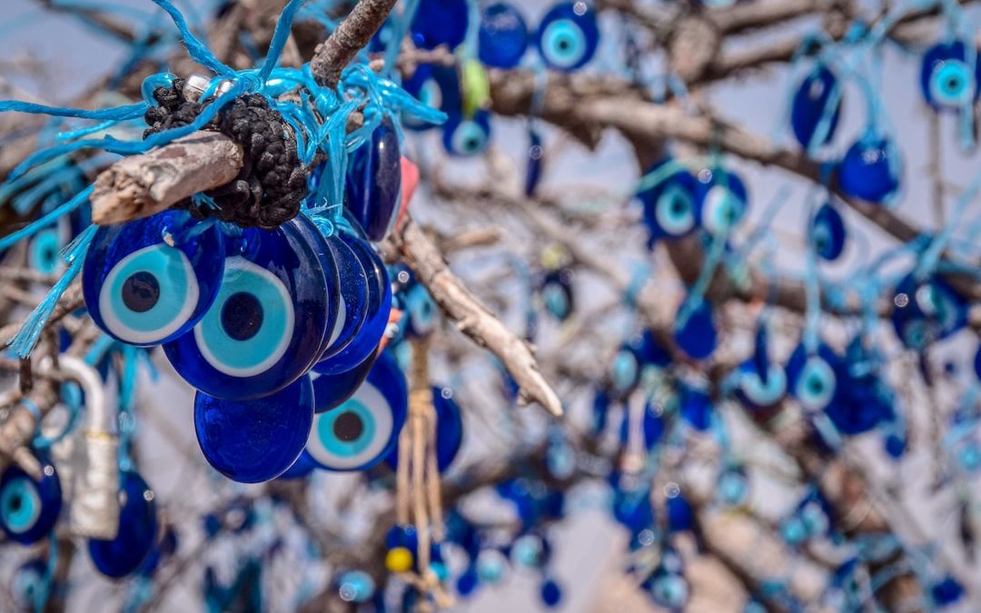 blue and yellow round ornament