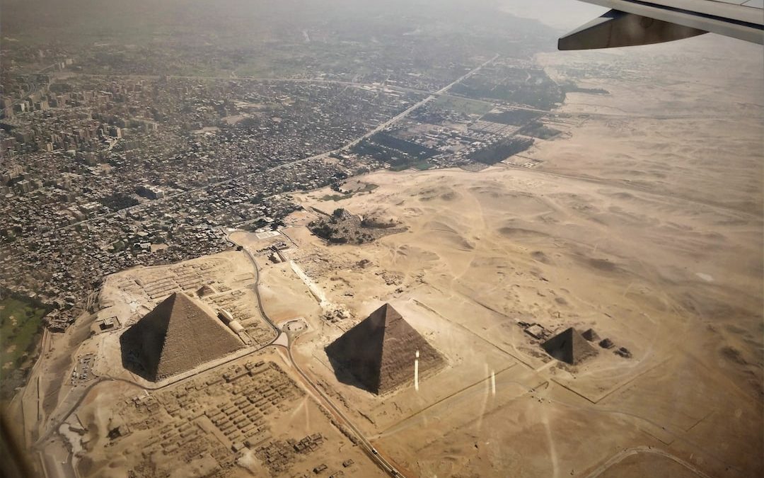 aerial photography of pyramids of Egypt