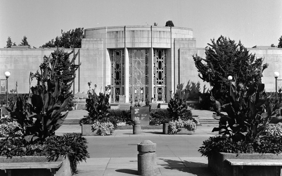 a building with a large entrance