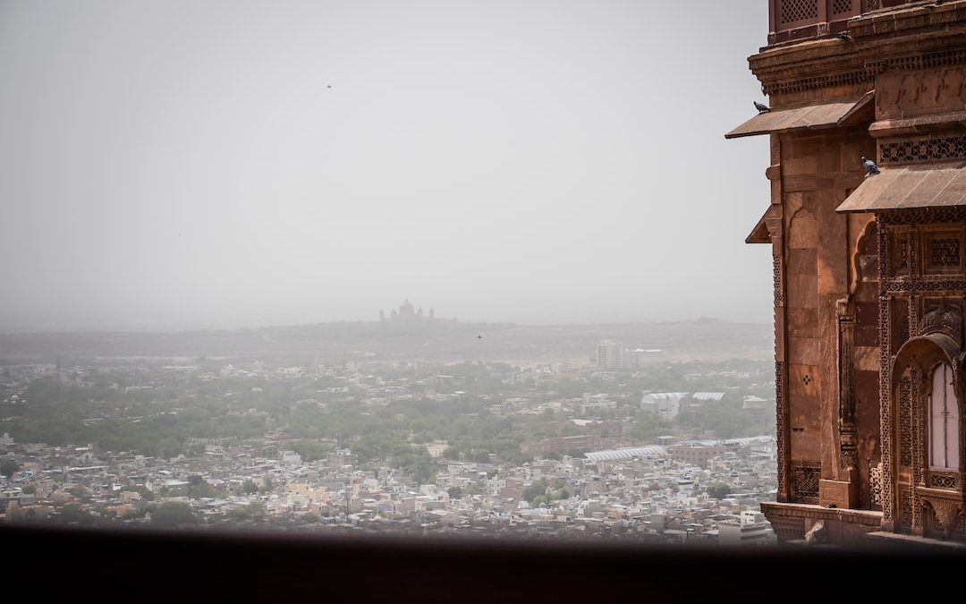 a view of a city from a tall building