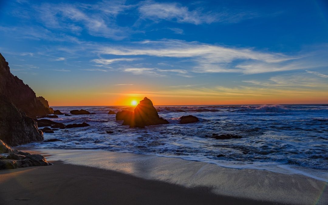 sunset in front of beach