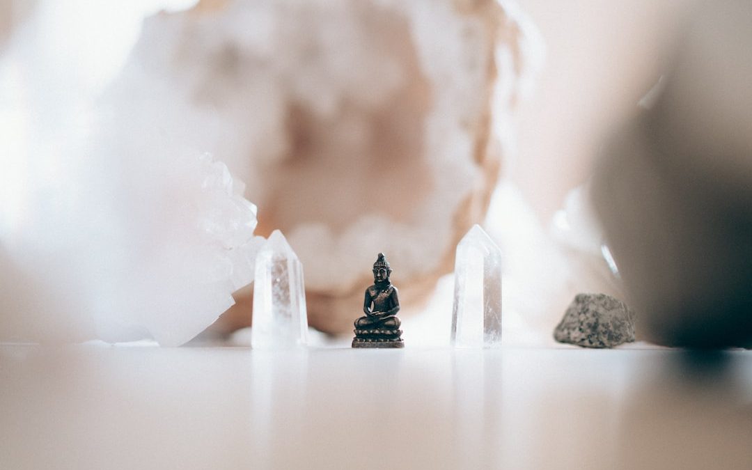 macro photography of black ceramic Gautama Buddha miniature