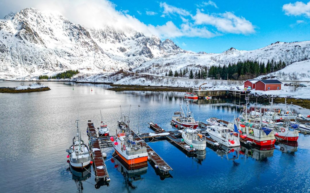 a group of boats that are sitting in the water