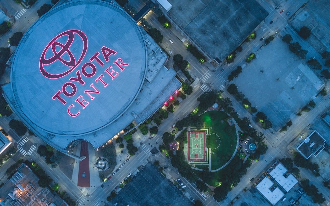 aerial photo of Toyota Center arena