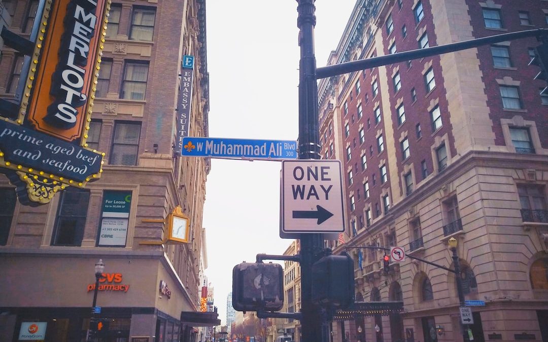 white and black street sign