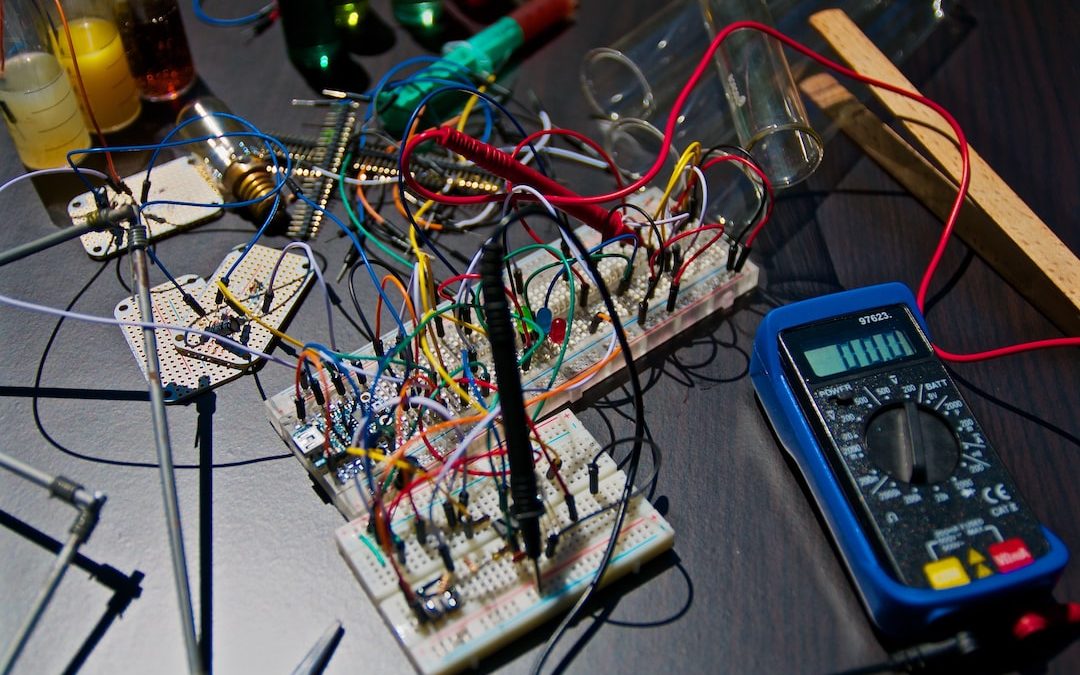 electronic circuit boards near tester